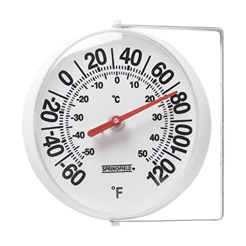 Springfield Big and Bold Thermometer with Mounting Bracket, Indoor Outdoor Thermometer, Easy to Read Numbers for Patio, Pool, and Indoor Areas, 5.25-Inch, White - Image 1